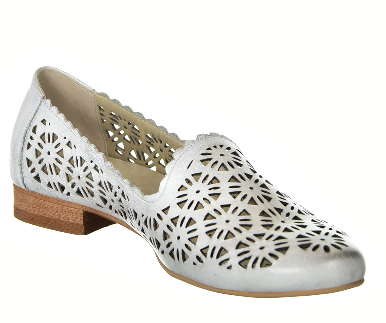 Baleriny lords ażurowe letnie srebro przecierane Laura Piacci 456 - zdjęcie 10