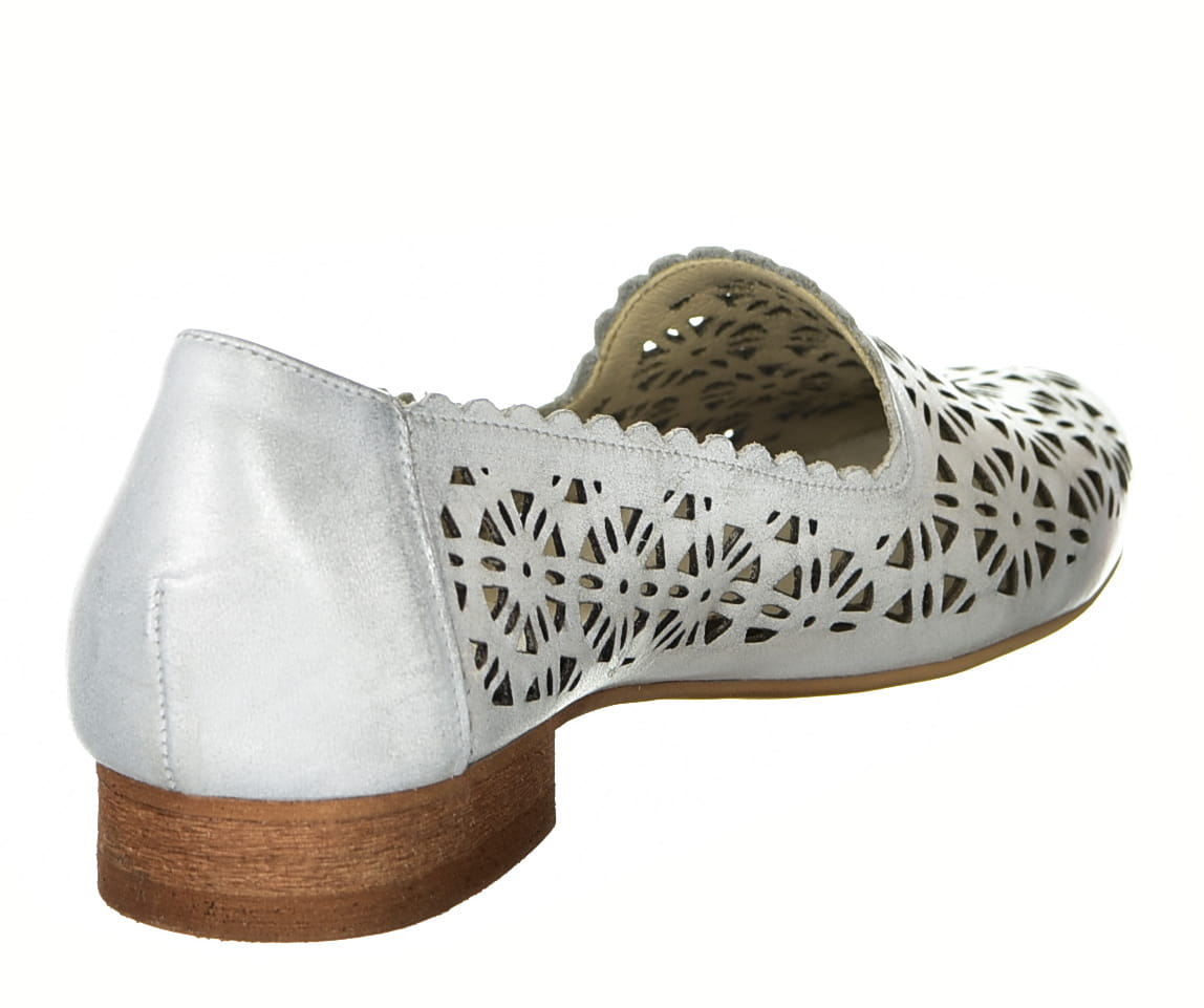 Baleriny lords ażurowe letnie srebro przecierane Laura Piacci 456 - zdjęcie 12