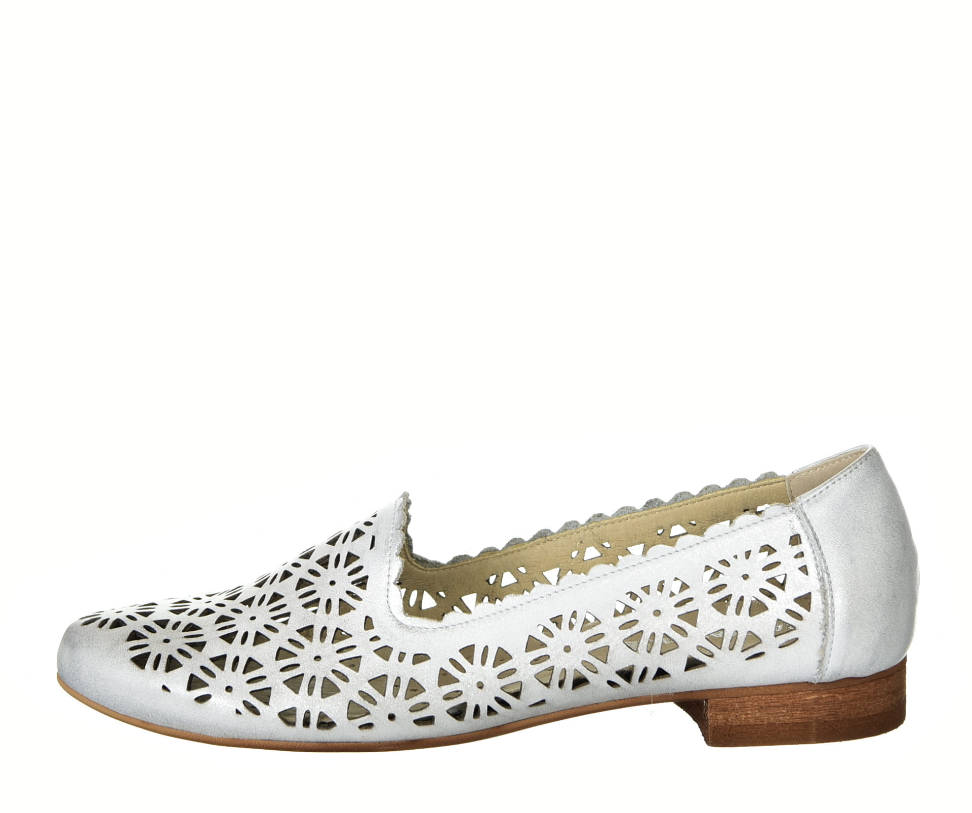 Baleriny lords ażurowe letnie srebro przecierane Laura Piacci 456 - zdjęcie 7