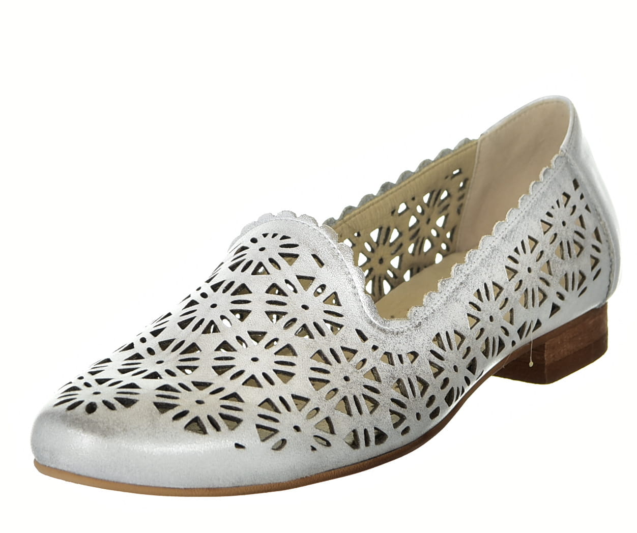 Baleriny lords ażurowe letnie srebro przecierane Laura Piacci 456 - zdjęcie 8