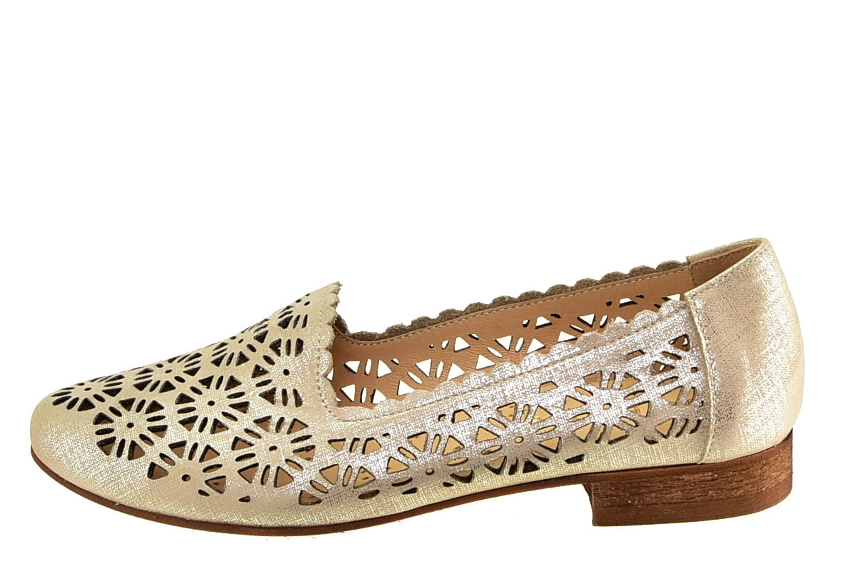 Baleriny Lords Półbuty Ażurowe LAURA PIACCI 456 Fiera złoty - zdjęcie 11