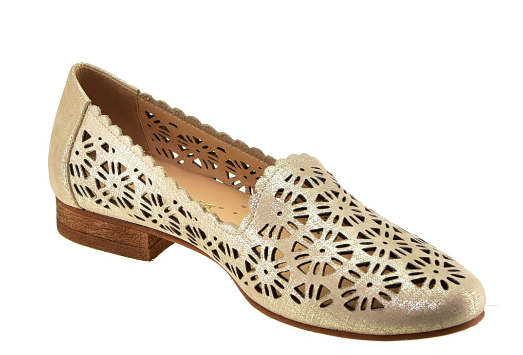 Baleriny Lords Półbuty Ażurowe LAURA PIACCI 456 Fiera złoty - zdjęcie 14
