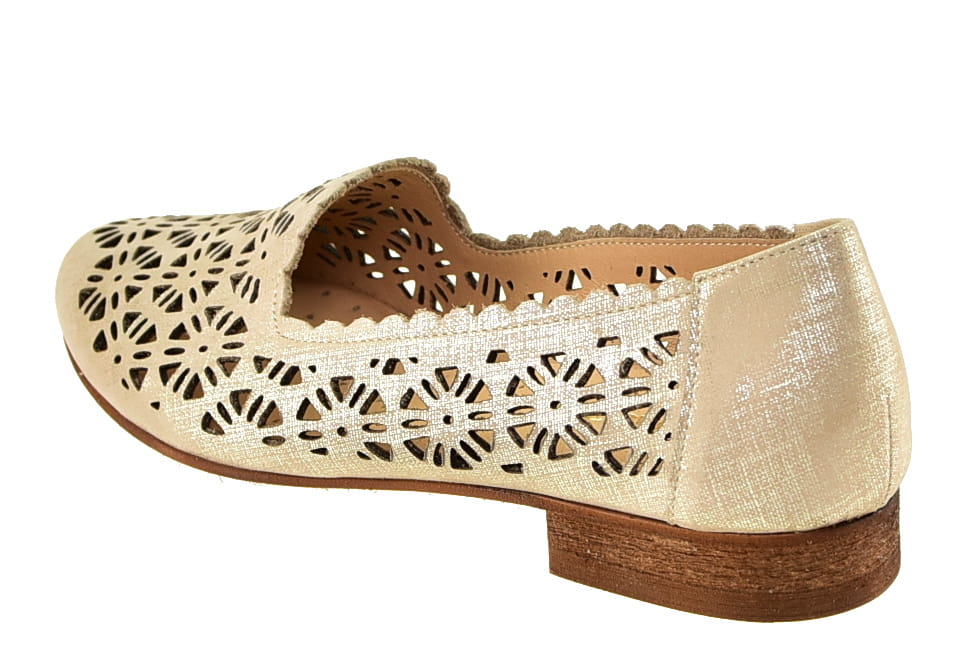 Baleriny Lords Półbuty Ażurowe LAURA PIACCI 456 Fiera złoty - zdjęcie 15