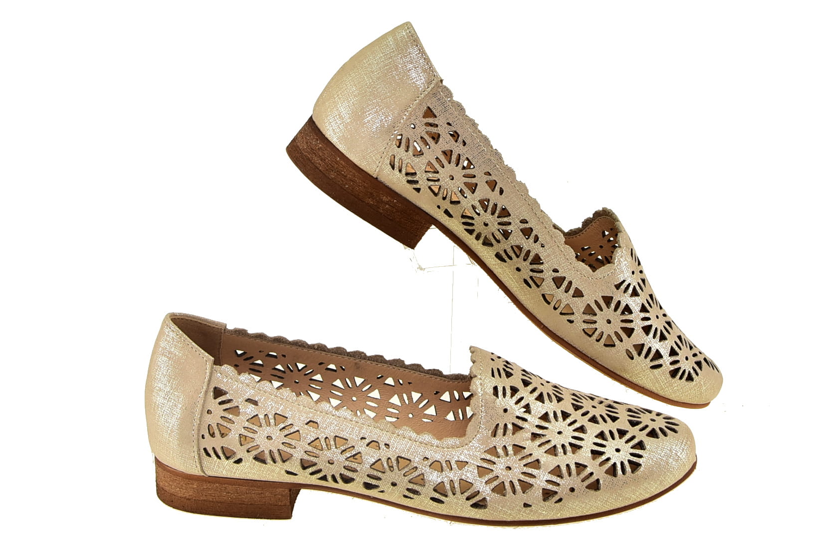 Baleriny Lords Półbuty Ażurowe LAURA PIACCI 456 Fiera złoty - zdjęcie 16