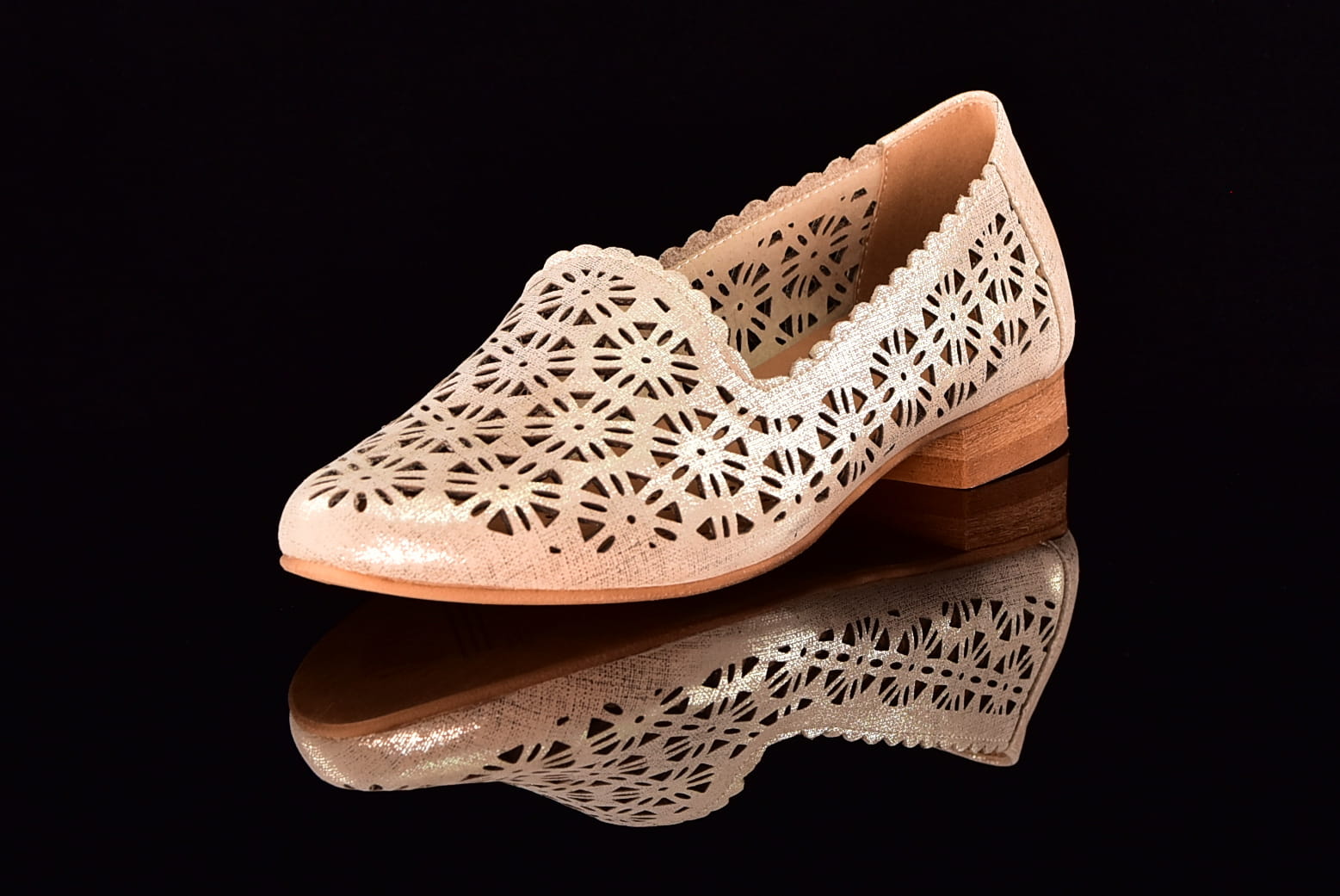 Baleriny Lords Półbuty Ażurowe LAURA PIACCI 456 Fiera złoty - zdjęcie 2