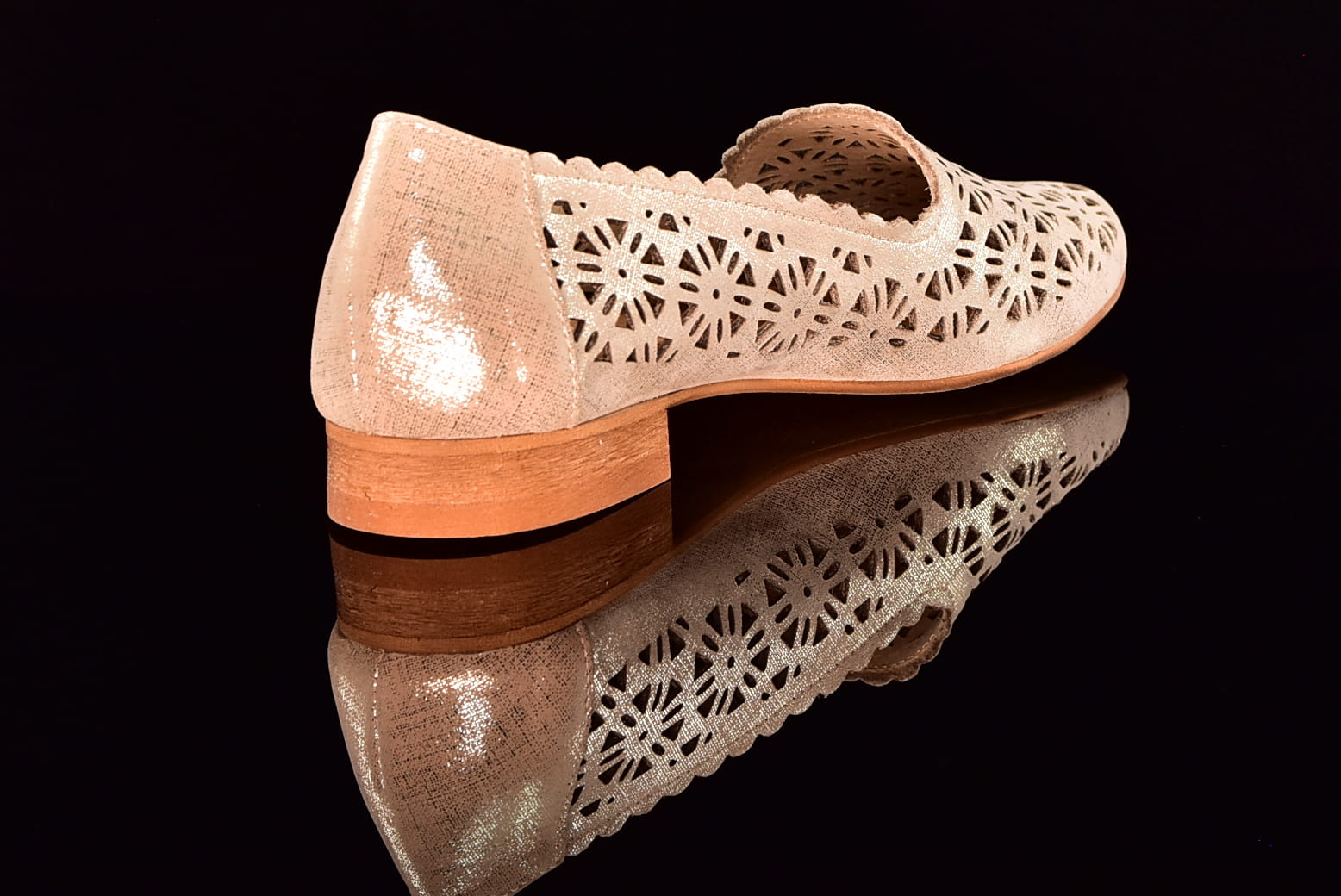 Baleriny Lords Półbuty Ażurowe LAURA PIACCI 456 Fiera złoty - zdjęcie 4