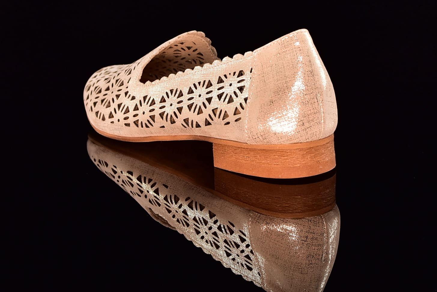 Baleriny Lords Półbuty Ażurowe LAURA PIACCI 456 Fiera złoty - zdjęcie 5