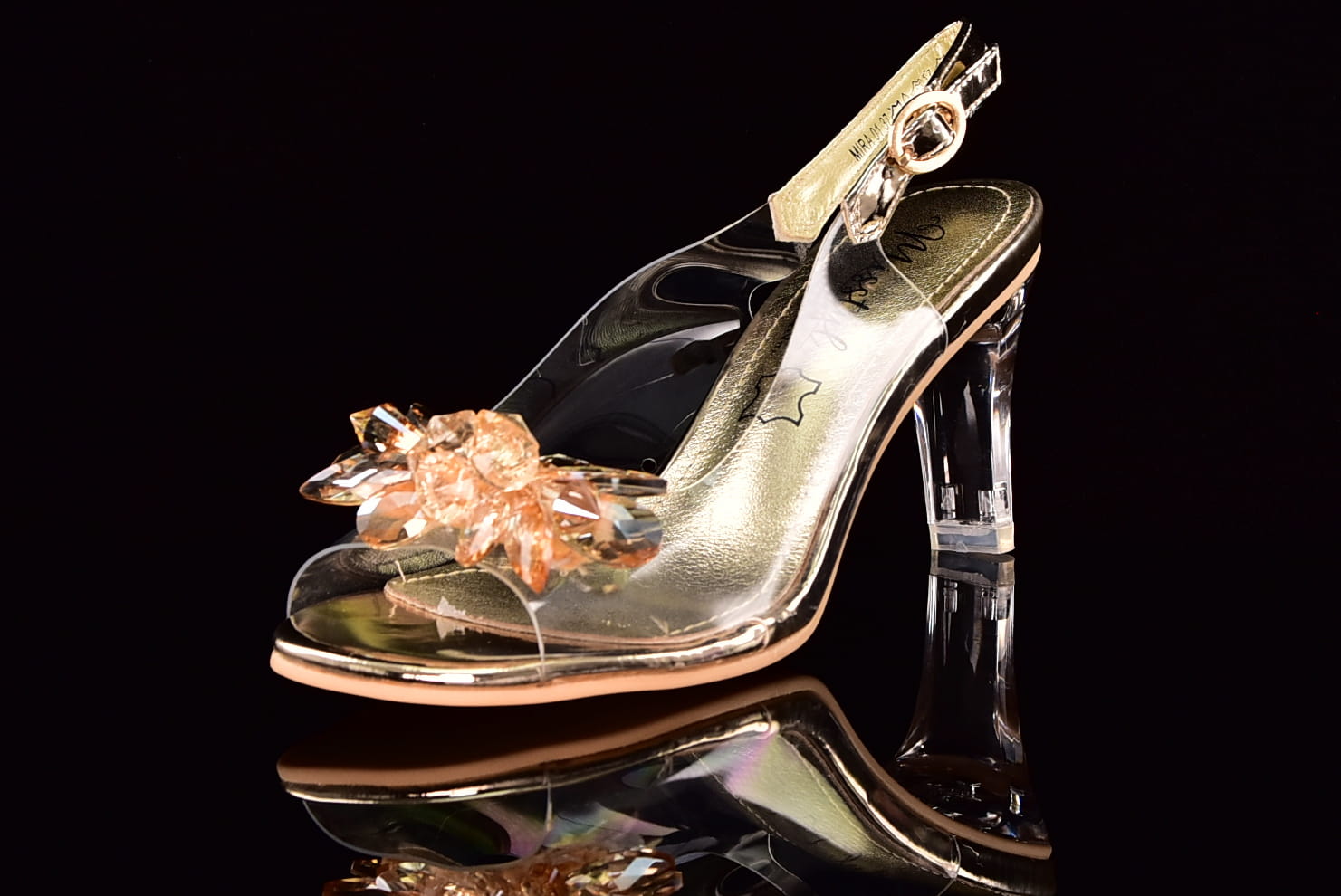 Eleganckie Sandały Silikonowe Na Przezroczystym Obcasie Misstyl Laura Vita 3278-1 Dore/Złoty - zdjęcie 2