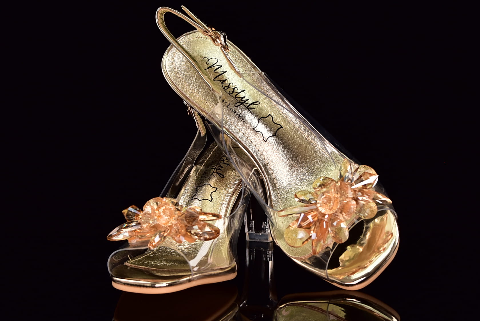 Eleganckie Sandały Silikonowe Na Przezroczystym Obcasie Misstyl Laura Vita 3278-1 Dore/Złoty - zdjęcie 7