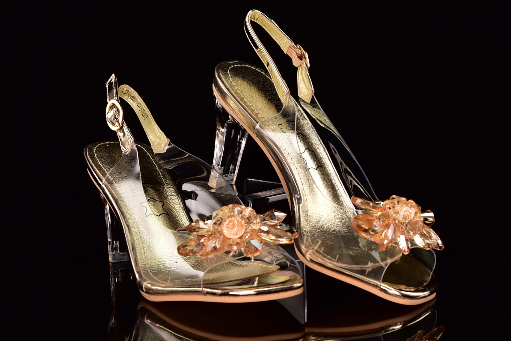 Eleganckie Sandały Silikonowe Na Przezroczystym Obcasie Misstyl Laura Vita 3278-1 Dore/Złoty - zdjęcie 8