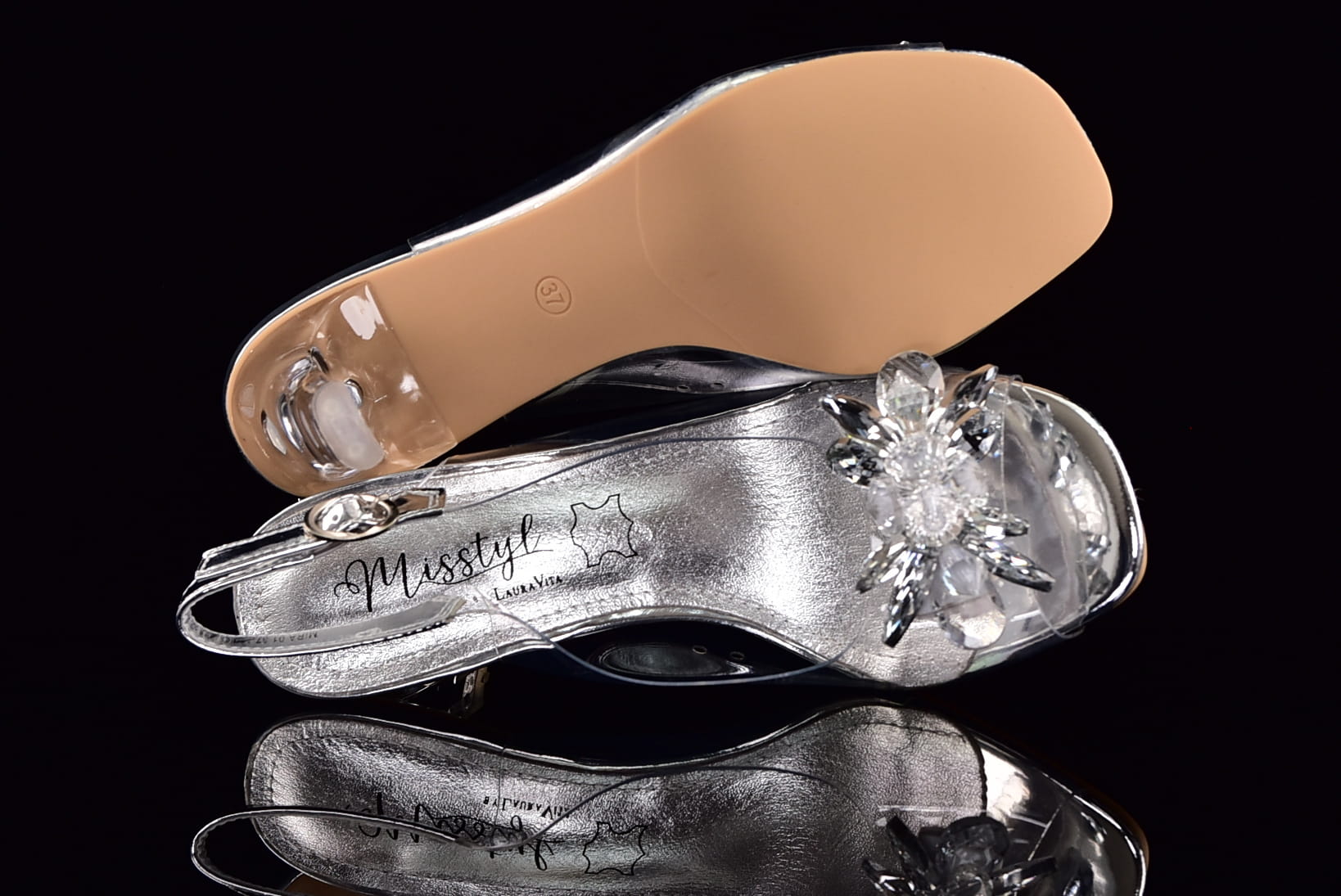 Eleganckie Sandały Silikonowe Na Przezroczystym Obcasie Misstyl Laura Vita 3278-1 Blanc/Srebrny - zdjęcie 6