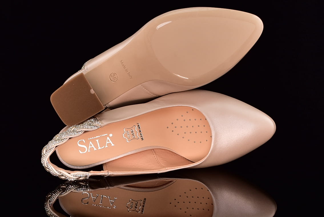 Czółenka Na Niskim Obcasie 6 cm Sala 9977/1459 Beż Perła - zdjęcie 6