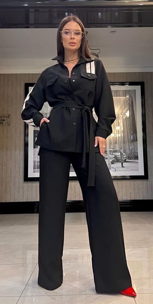 Damski Garnitur Bawełniany Sportowa Elegancja NP 3636 Czarny