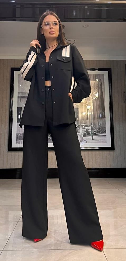 Damski Garnitur Bawełniany Sportowa Elegancja NP 3636 Czarny - zdjęcie 4