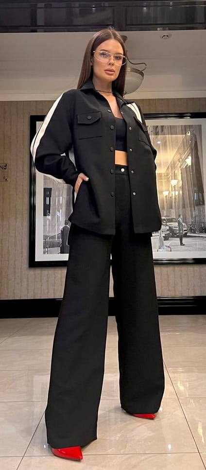 Damski Garnitur Bawełniany Sportowa Elegancja NP 3636 Czarny - zdjęcie 5