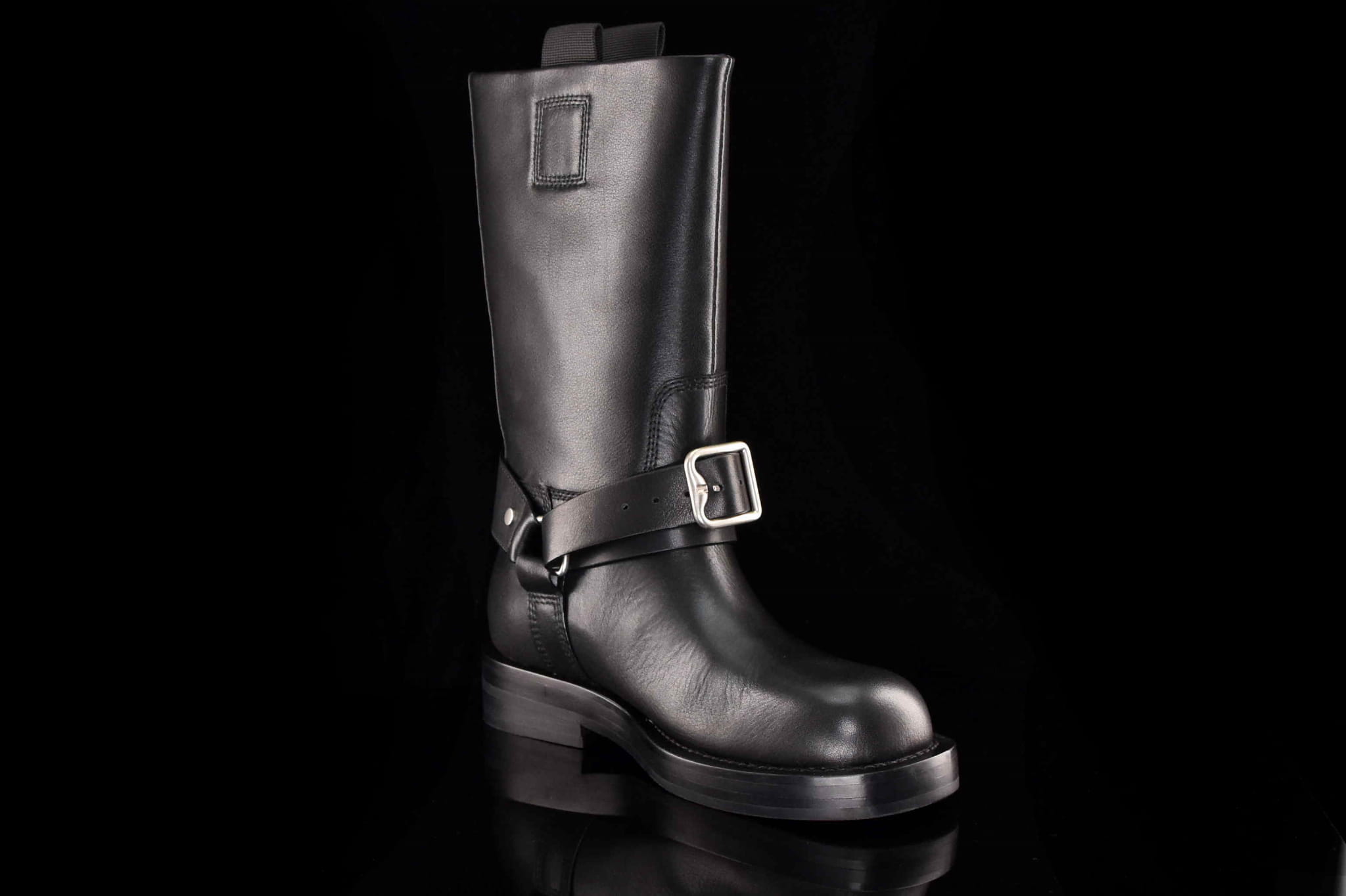 Bikery Damskie Kozaki Botki Styl Motocyklowy Skórzane Hit Sezonu CARINII B9938-353-000-000-000 Czarny - zdjęcie 3