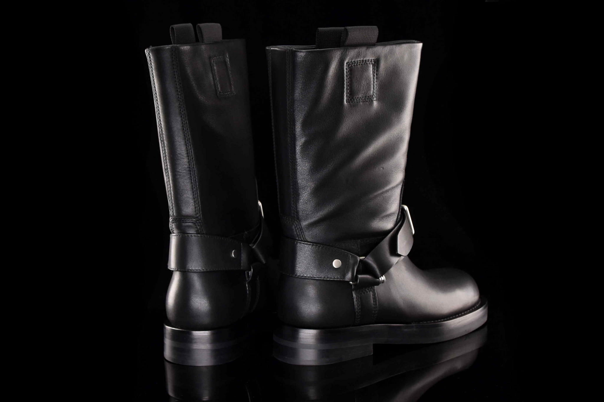 Bikery Damskie Kozaki Botki Styl Motocyklowy Skórzane Hit Sezonu CARINII B9938-353-000-000-000 Czarny - zdjęcie 4