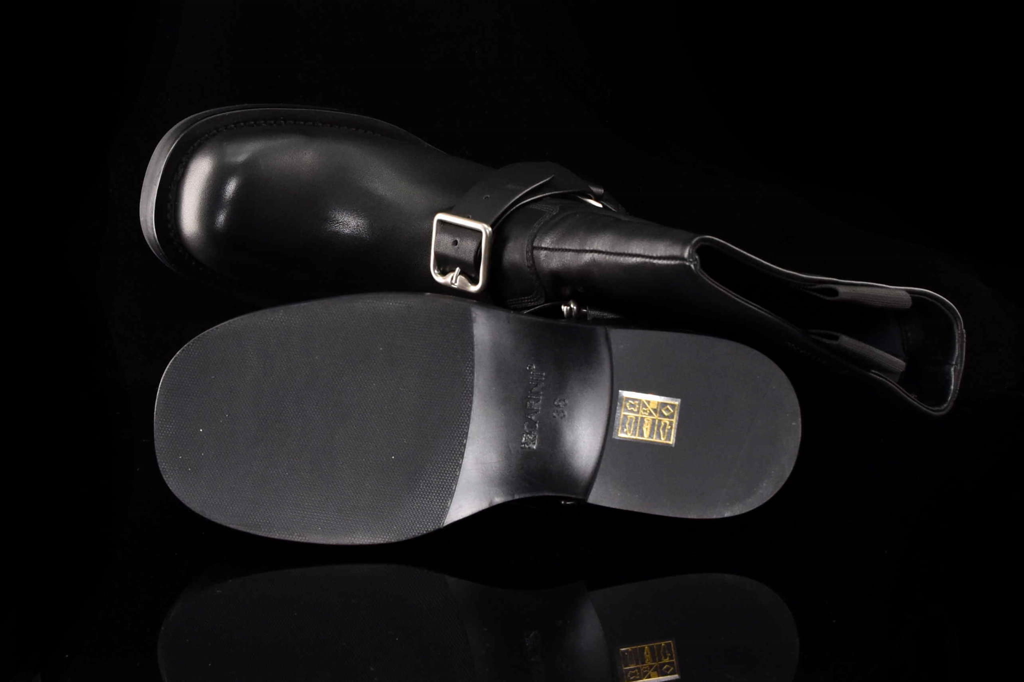 Bikery Damskie Kozaki Botki Styl Motocyklowy Skórzane Hit Sezonu CARINII B9938-353-000-000-000 Czarny - zdjęcie 5