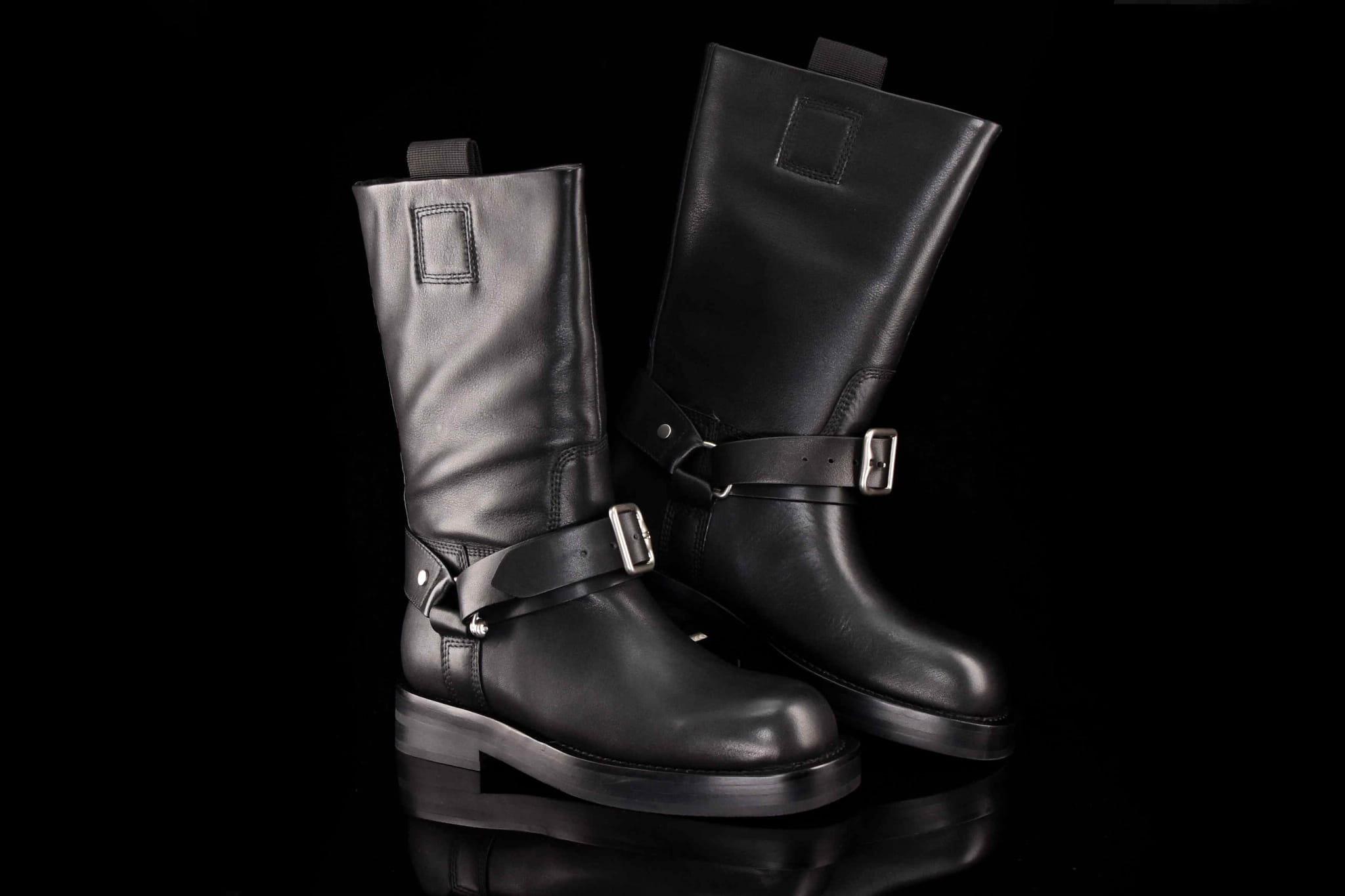 Bikery Damskie Kozaki Botki Styl Motocyklowy Skórzane Hit Sezonu CARINII B9938-353-000-000-000 Czarny - zdjęcie 6