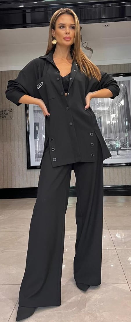 Garnitur Zestaw Sportowa Elegancja NP 3498 Czarny - zdjęcie 2