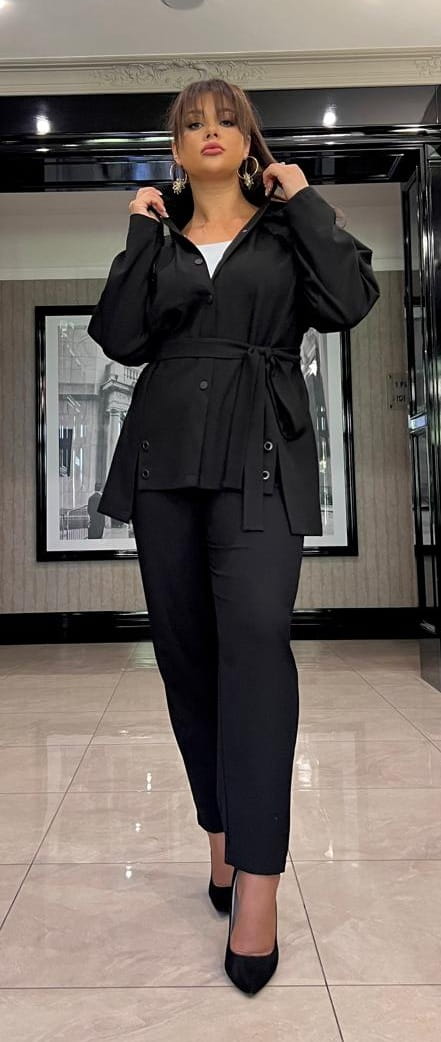 Garnitur Dla Większych Pań Zestaw Sportowa Elegancja NP 3499 Czarny - zdjęcie 1