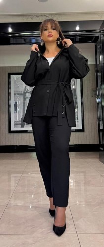 Garnitur Dla Większych Pań Zestaw Sportowa Elegancja NP 3499 Czarny - zdjęcie 3
