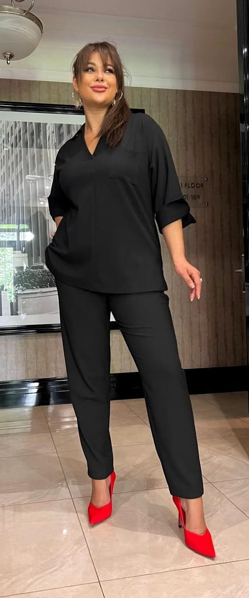 Elegancki Komplet Dla Większych Pań NP 3493 Czarny - zdjęcie 2