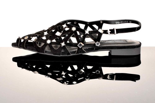 Ekskluzywne Ażurowe Sandałki z Ozdobnymi Srebrnymi Nitami DONNA FABIANI 5106-933-451D Czarny - zdjęcie 8