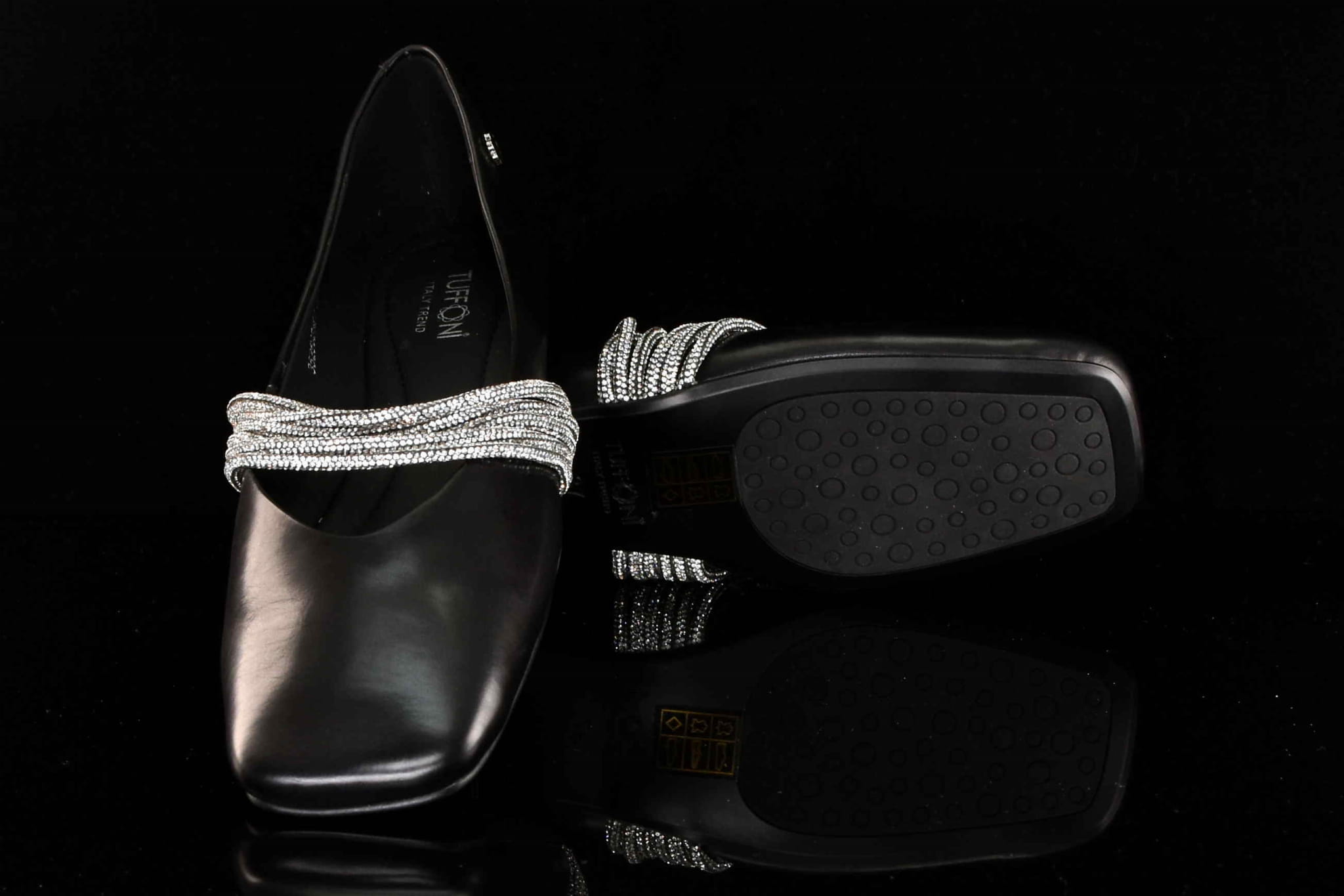 Ekskluzywne Skórzane Baleriny Szyk i Ekstrawagancja TUFFONI 3525025LL Czarny - zdjęcie 7