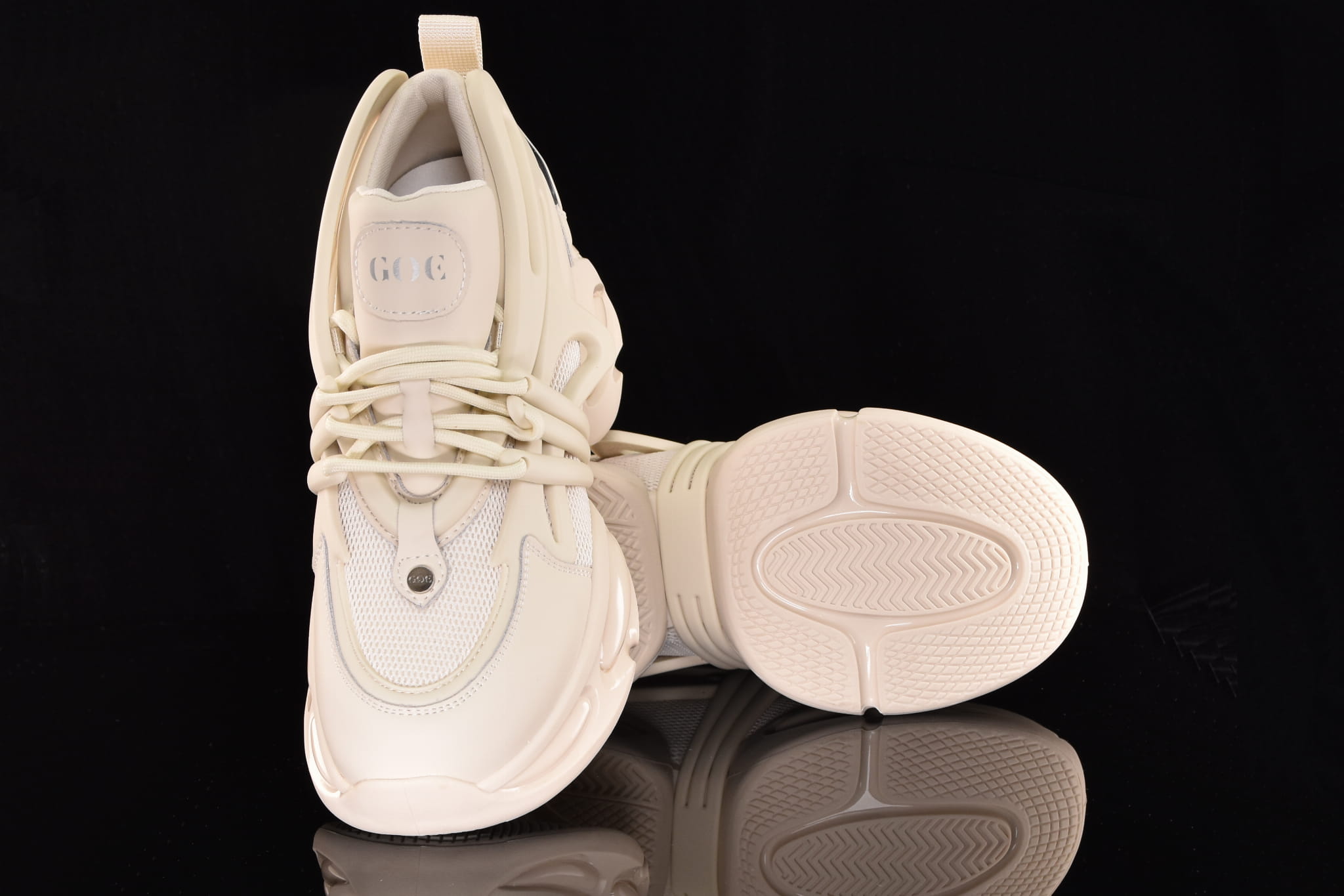 Awangardowe Sneakersy Gruba Podeszwa GOE RR2N4059 Off White/Jasny Beż - zdjęcie 5