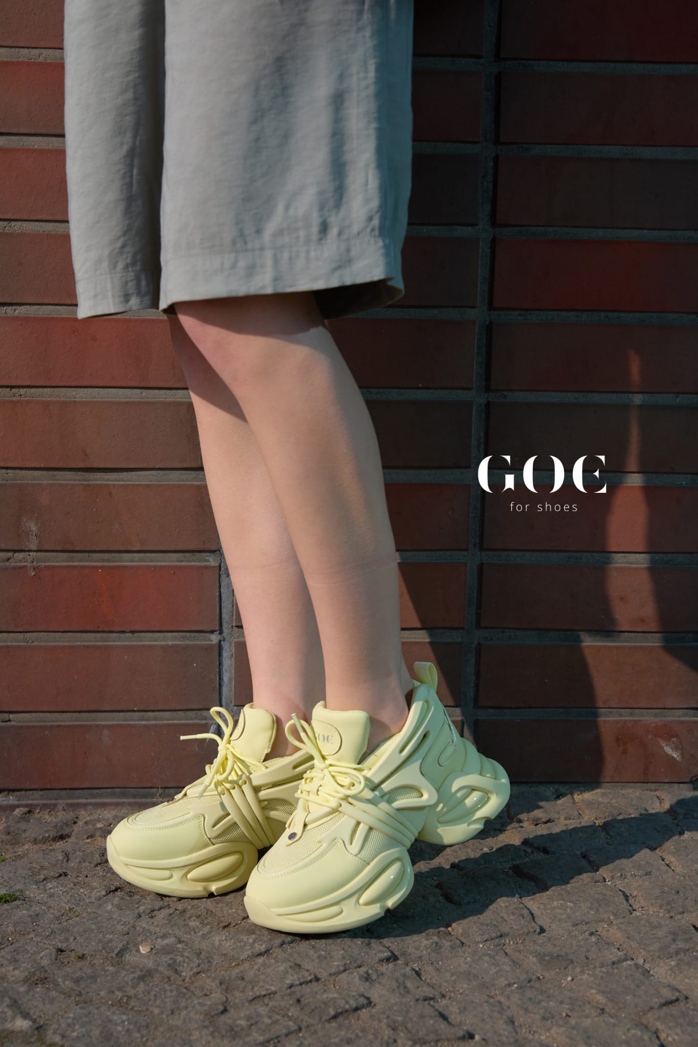 Awangardowe Sneakersy Gruba Podeszwa GOE RR2N4058-Yellow waniliowy żółty - zdjęcie 9