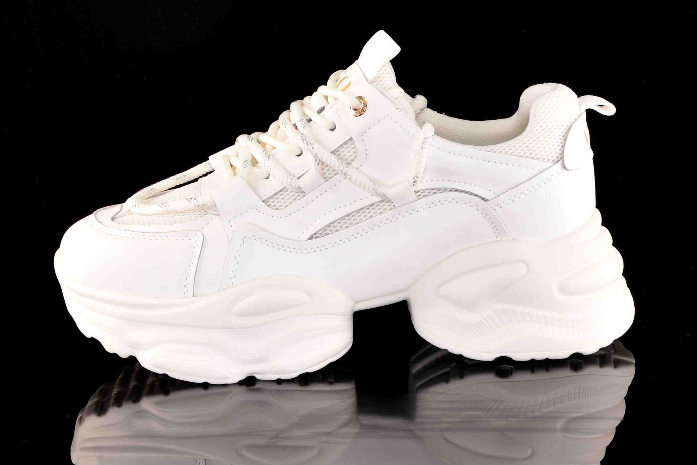 Awangardowe Śnieżno Białe Sneakersy Gruba Podeszwa GOE RR2N4061-White/Biały