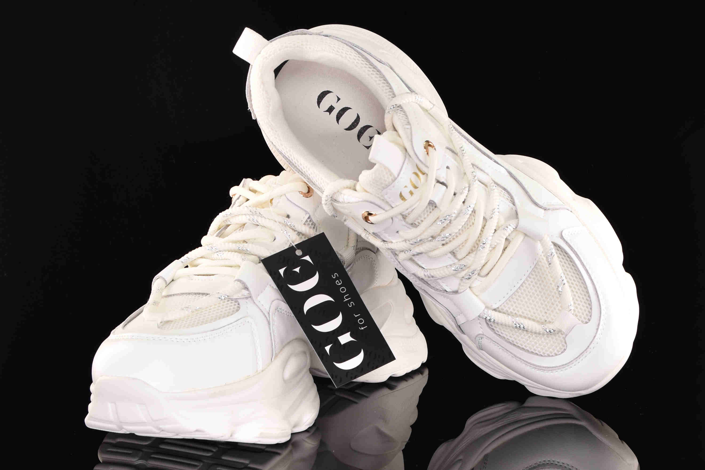 Awangardowe Śnieżno Białe Sneakersy Gruba Podeszwa GOE RR2N4061-White/Biały - zdjęcie 7