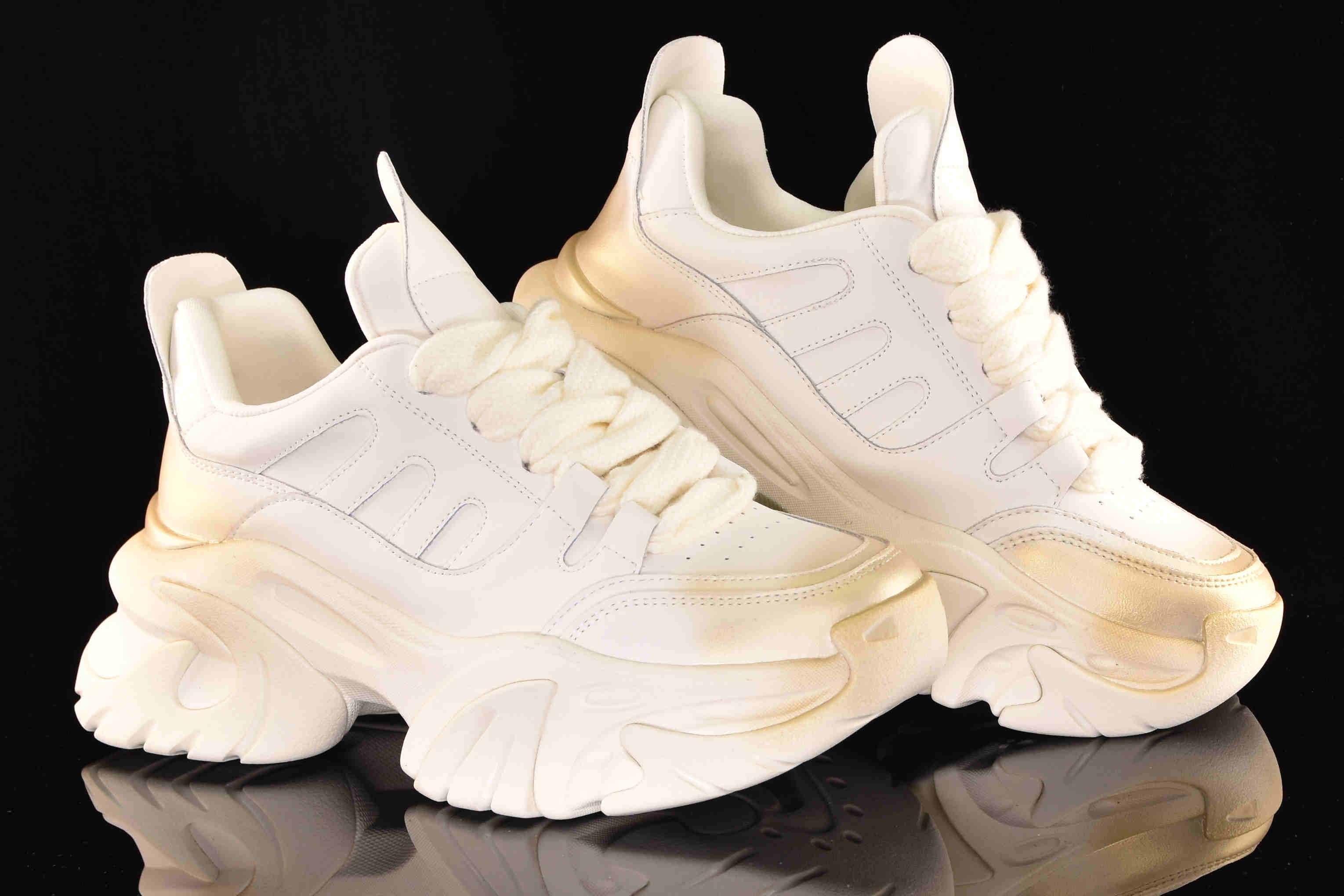 Awangardowe Skórzane Sneakersy Gruba Podeszwa GOE RR2N4040-Beige/Beż - zdjęcie 7