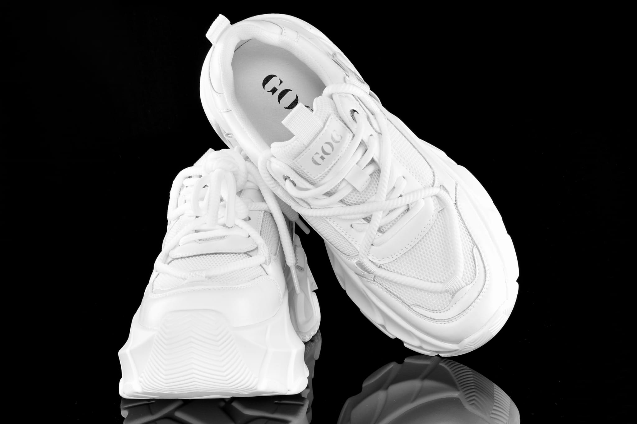 Awangardowe Sneakersy Skóra Gruba Podeszwa GOE RR2N4054 White/Biały - zdjęcie 7