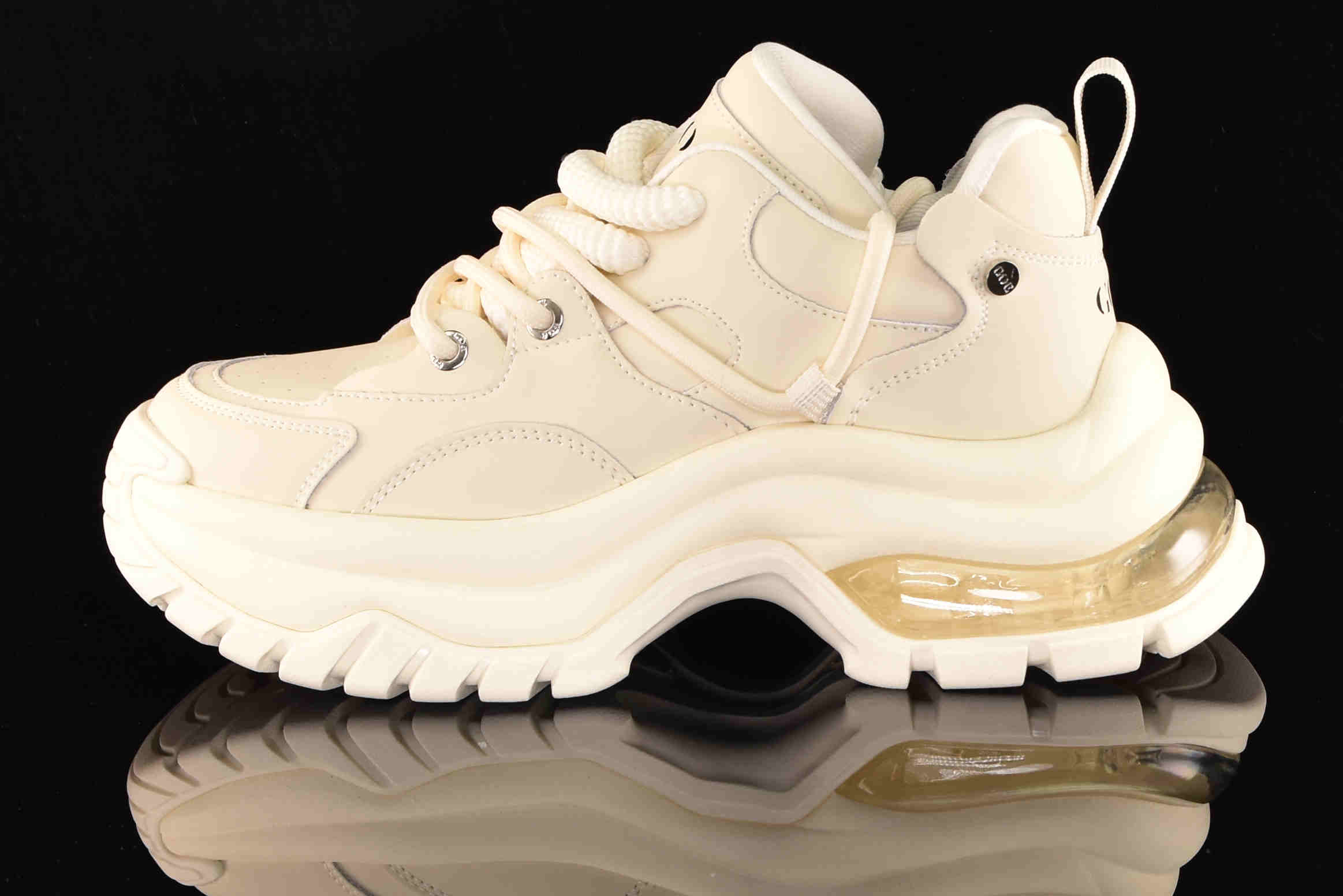 Awangardowe Sneakersy Skóra Gruba Podeszwa GOE RR2N4043 Beige/Beż