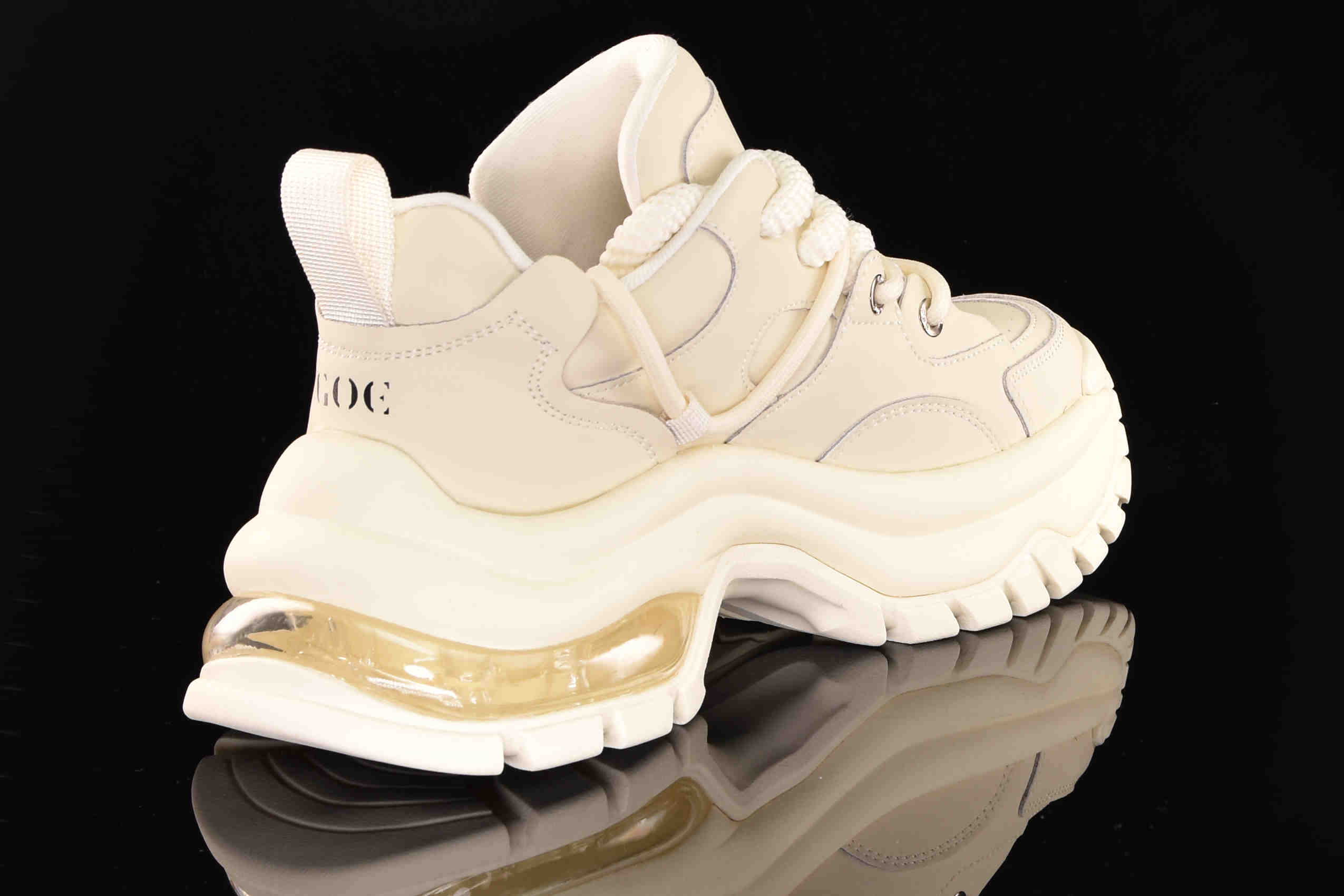 Awangardowe Sneakersy Skóra Gruba Podeszwa GOE RR2N4043 Beige/Beż - zdjęcie 4