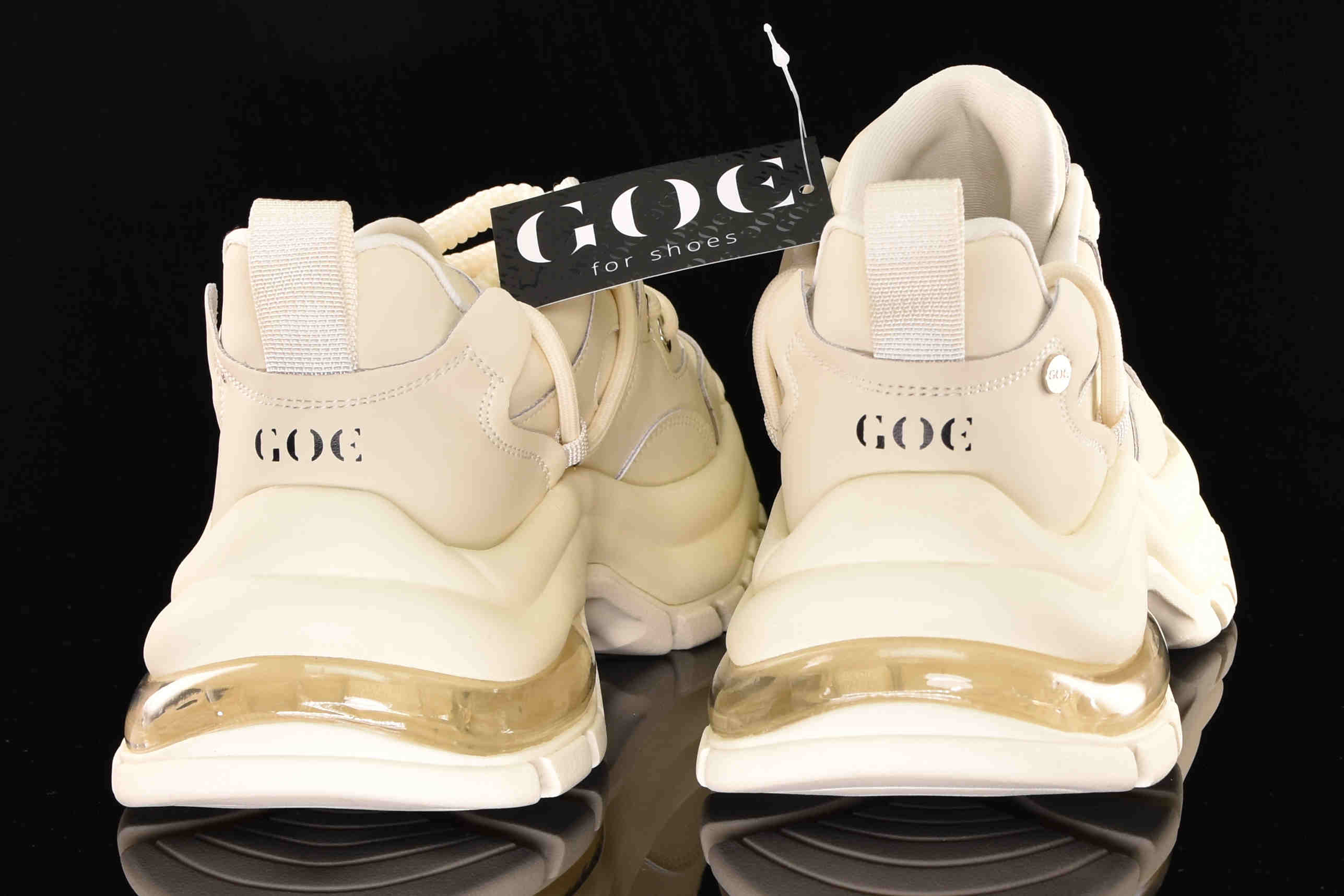 Awangardowe Sneakersy Skóra Gruba Podeszwa GOE RR2N4043 Beige/Beż - zdjęcie 5