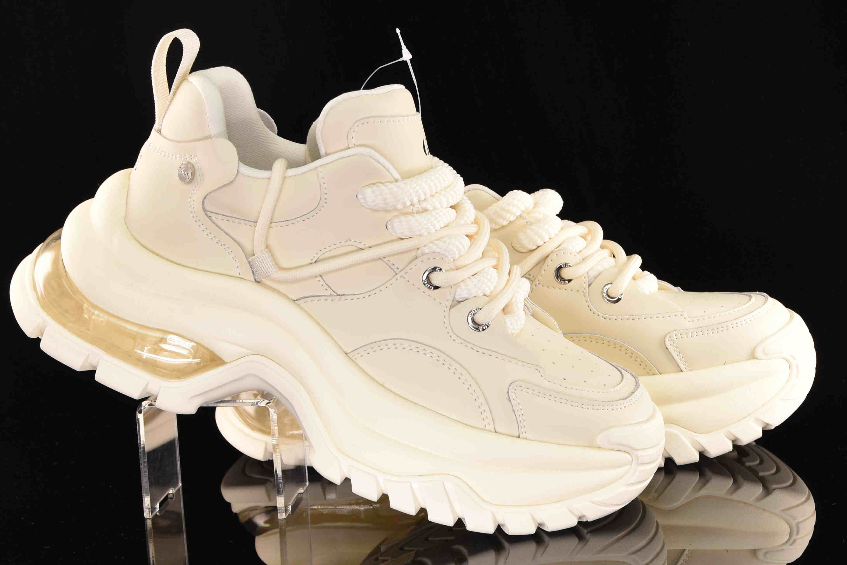 Awangardowe Sneakersy Skóra Gruba Podeszwa GOE RR2N4043 Beige/Beż - zdjęcie 6