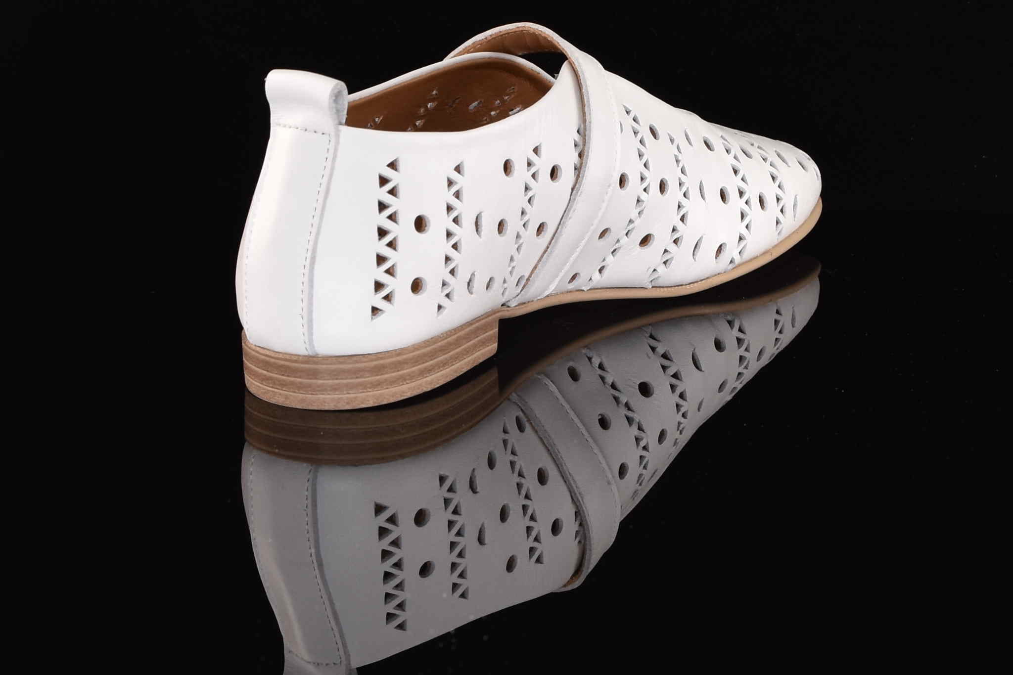 Ekstrawaganckie Baleriny Naturalna Skóra Licowa Ażurowa BOMBONELLA 010.1512/01 T 15321/Biały - zdjęcie 4