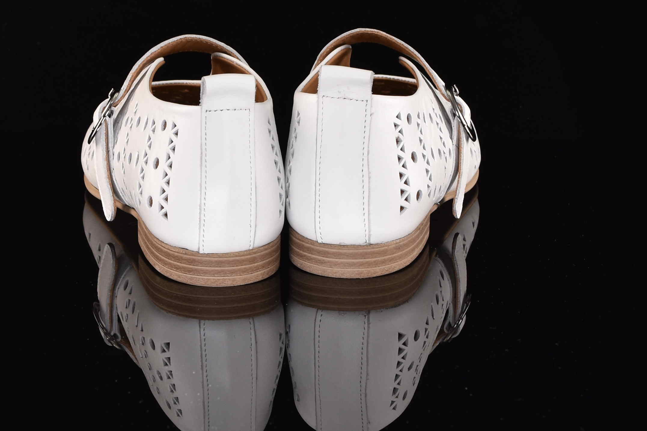 Ekstrawaganckie Baleriny Naturalna Skóra Licowa Ażurowa BOMBONELLA 010.1512/01 T 15321/Biały - zdjęcie 5