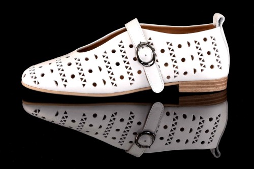 Ekstrawaganckie Baleriny Naturalna Skóra Licowa Ażurowa BOMBONELLA 010.1512/01 T 15321/Biały - zdjęcie 9