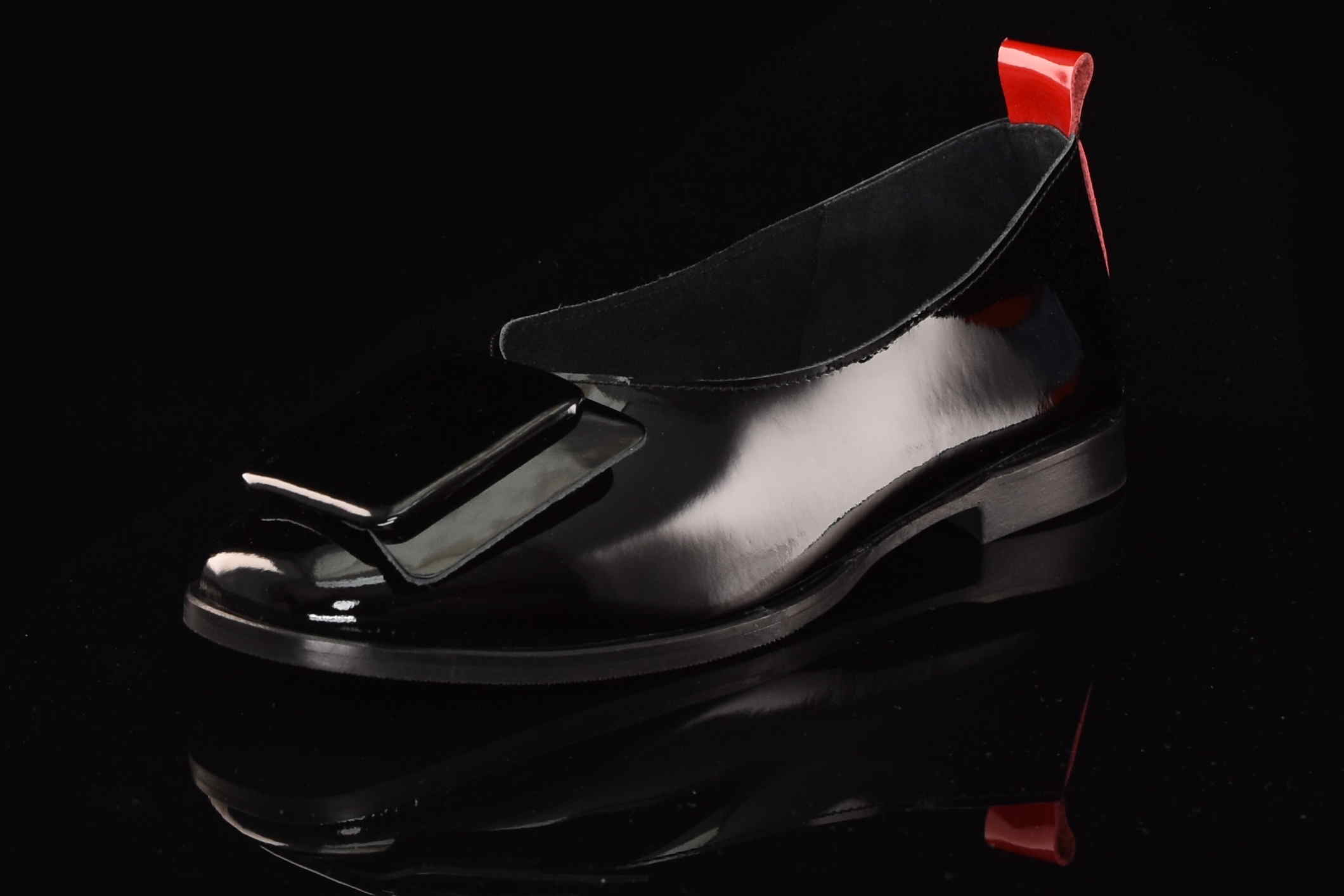 Eleganckie Skórzane Lakierowane Baleriny BOMBONELLA 385 1976/81-120 Czarny - zdjęcie 2