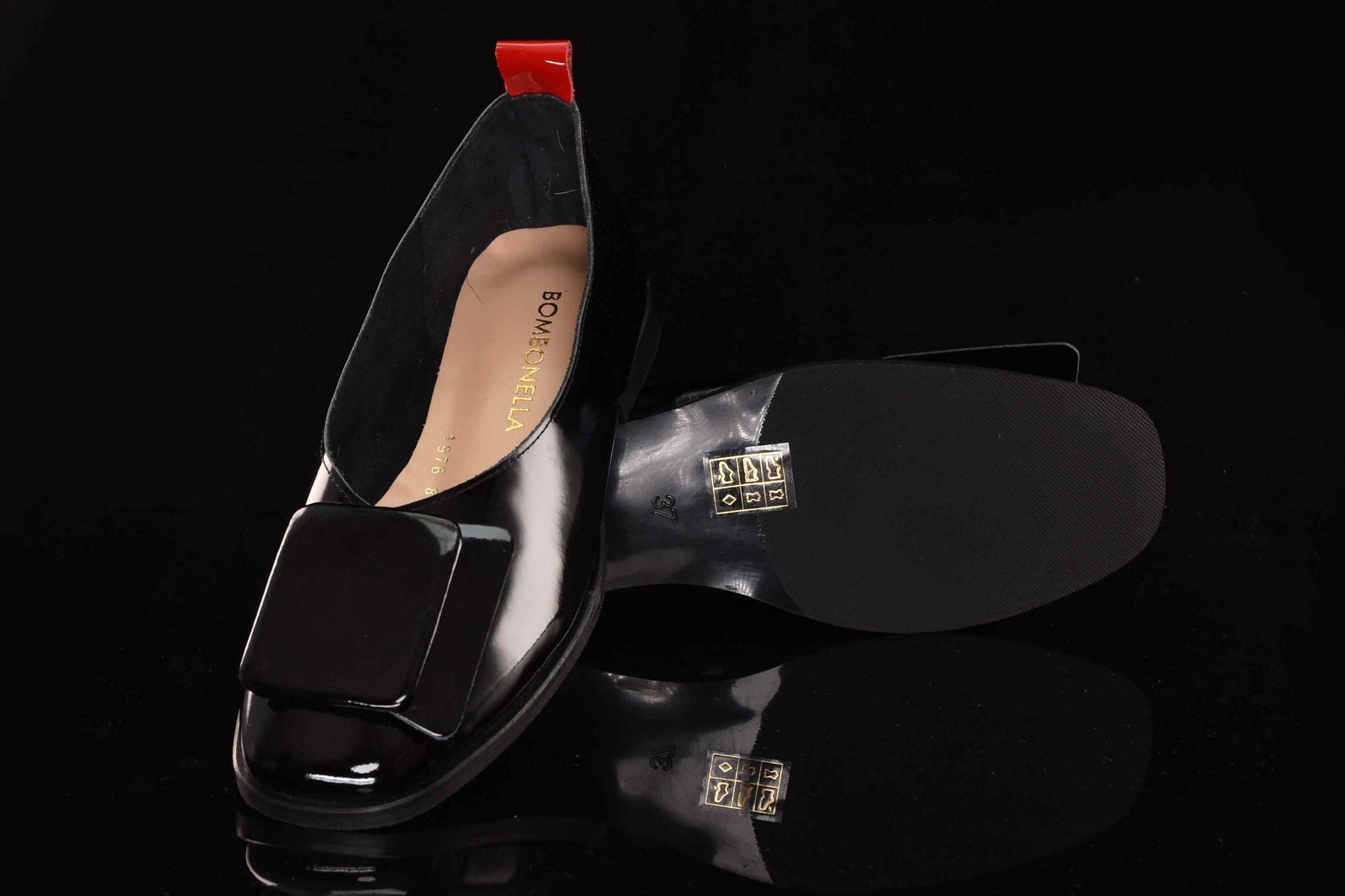 Eleganckie Skórzane Lakierowane Baleriny BOMBONELLA 385 1976/81-120 Czarny - zdjęcie 6