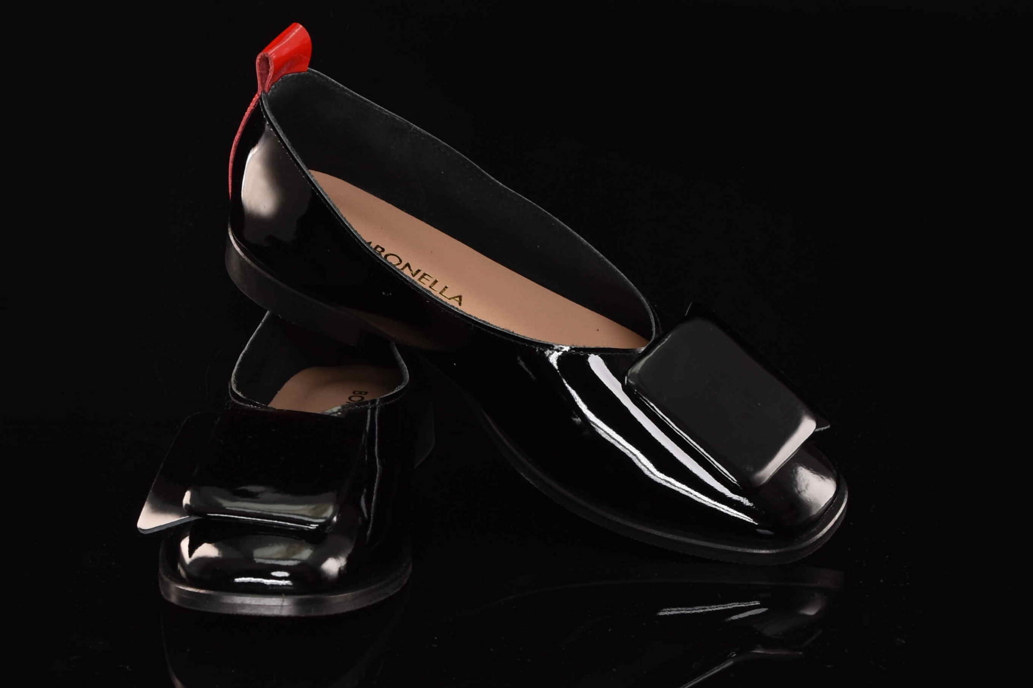 Eleganckie Skórzane Lakierowane Baleriny BOMBONELLA 385 1976/81-120 Czarny - zdjęcie 7