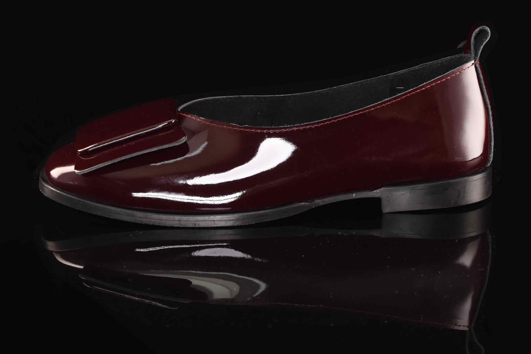 Eleganckie Skórzane Lakierowane Baleriny BOMBONELLA 385 1976/33-7 Bordo - zdjęcie 1