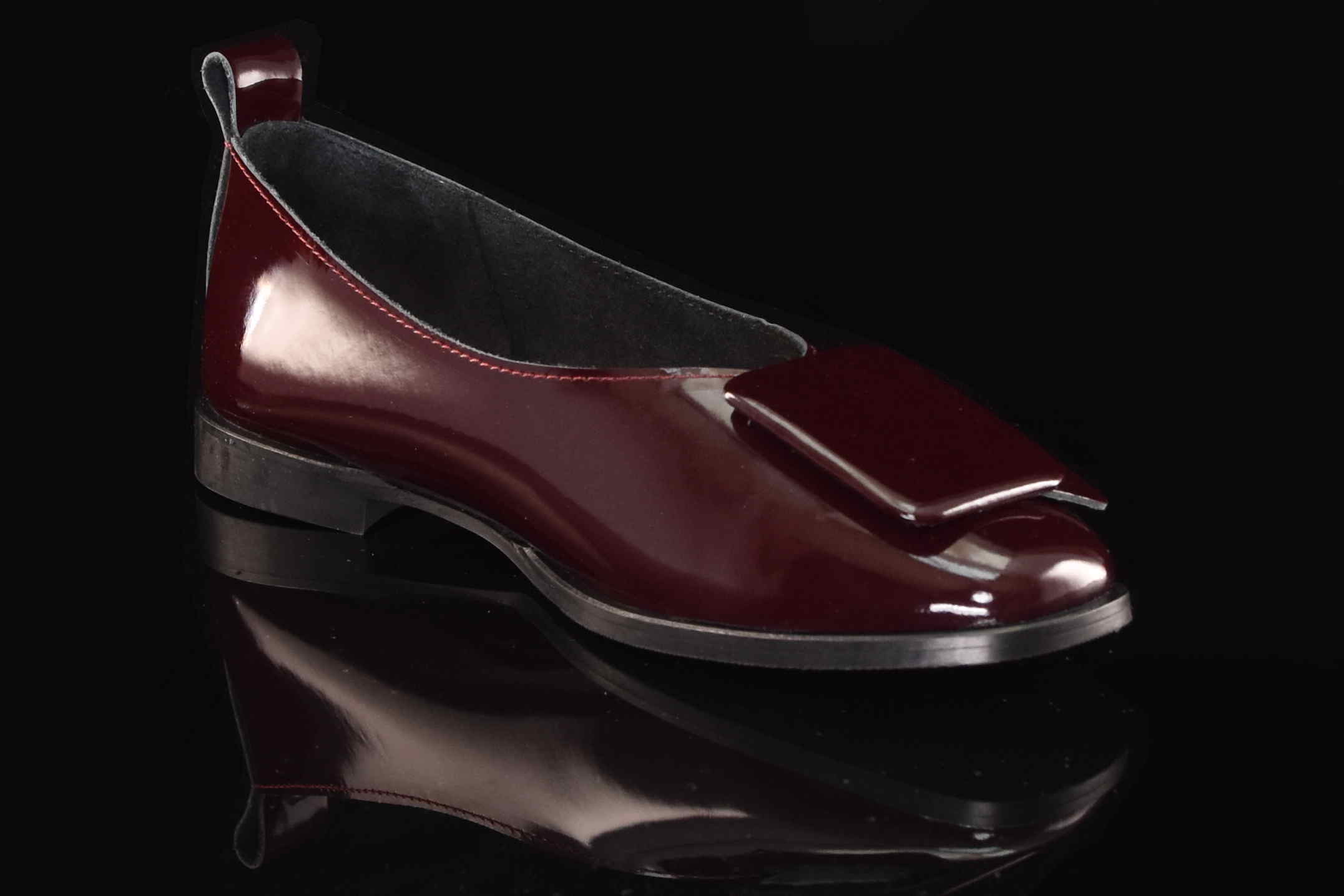 Eleganckie Skórzane Lakierowane Baleriny BOMBONELLA 385 1976/33-7 Bordo - zdjęcie 3