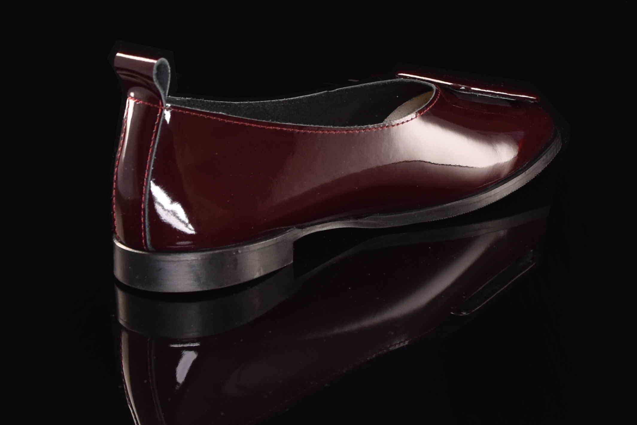 Eleganckie Skórzane Lakierowane Baleriny BOMBONELLA 385 1976/33-7 Bordo - zdjęcie 4