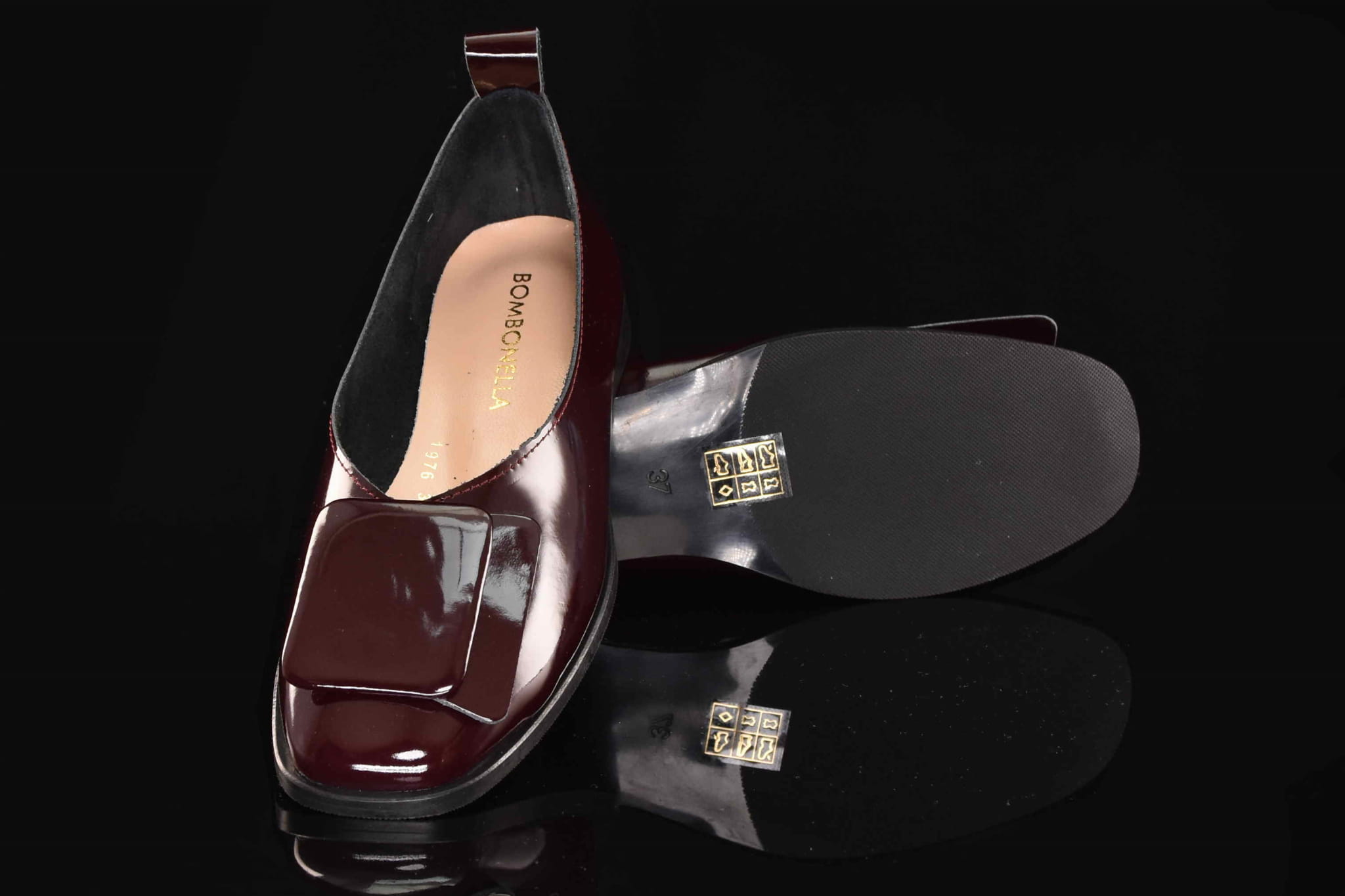 Eleganckie Skórzane Lakierowane Baleriny BOMBONELLA 385 1976/33-7 Bordo - zdjęcie 6