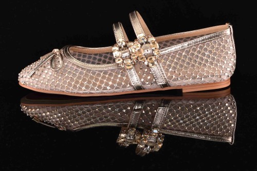 Obłędne Baleriny Siatka z Cyrkoniami Zapinane na Dwa Paseczki ALMA EN PENA V250532 Diva Bronze/Złoty - zdjęcie 9